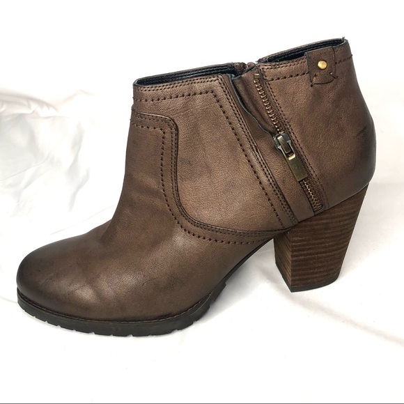 Clarks Brown leather booties Mission Halle Sz 10 M - Picture 5 of 15